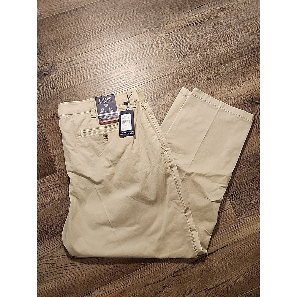 Chaps Straight Fit Chino Pants Men's Size 42x30 Beige Seacoast Wash New NWT
